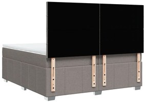 Κρεβάτι Boxspring με Στρώμα Taupe 200x200 εκ. Υφασμάτινο - Μπεζ-Γκρι