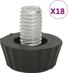 vidaXL Πόδια Επίπλων Ρυθμιζόμενα Μ8 18 τεμ. Μαύρα