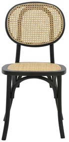 Καρέκλα Zoel μαύρο ξύλο οξιάς-φυσικό rattan 45x52x82εκ 45x52x82 εκ.