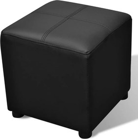 Ταμπουρέ &amp; υποπόδιο Συνθετικό δέρμα Μαύρο 3 τμχ