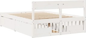vidaXL Σκελετός Κρεβ. Χωρίς Στρώμα Λευκό 135x190 εκ Μασίφ Πεύκο