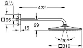 Κεφαλή ντουζ τετράγωνη με βραχίονα Grohe