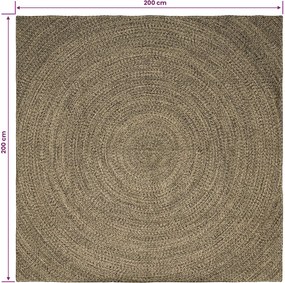 vidaXL Χαλιά χώρου Φυσικό και Μαύρο 200 x 200 cm Γιούτα