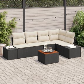 vidaXL Σετ Καναπέ Κήπου 6 pcs Μαύρος, λευκός Ράταν και πολυεστέρας