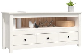 vidaXL Έπιπλο Τηλεόρασης Λευκό 114x35x52 εκ. από Μασίφ Ξύλο Πεύκου