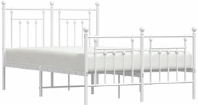 vidaXL Πλαίσιο Κρεβατιού με Κεφαλάρι&amp;Ποδαρικό Λευκό 120x200εκ. Μέταλλο