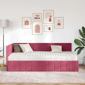 vidaXL Κρεβάτι Γωνίας με στρώμα Μπορντό 100 x 200 cm Βελούδο