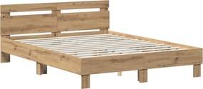 vidaXL Σκελετός Κρεβατιού Artisan Δρυς 140 x 190 cm Επεξεργασμένο Ξύλο