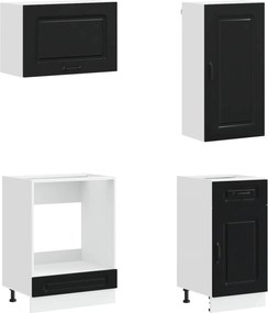 vidaXL Μονάδα κουζίνας KALMAR 8 pcs Μαύρο Επεξεργασμένο Ξύλο