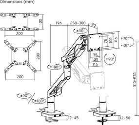 BRATECK gaming βάση γραφείου οθόνης LDT95-C012UC, 24-57", έως 30kg, heavy duty