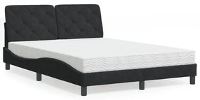 vidaXL Κρεβάτι με Στρώμα Μαύρο 120 x 200 εκ. Βελούδινο
