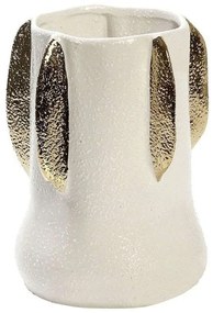 Βάζο Κεραμικό Φύλλα NIX111 15,8x15,8x20,3cm White-Gold Espiel Ceramic