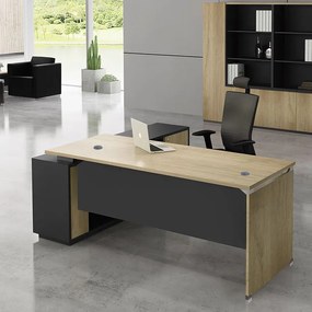 PROJECT Γραφείο Δεξιά Γωνία, Απόχρωση Sonoma - Γκρι  160x60/140x40cm H.75/65cm ΕΟ945,R