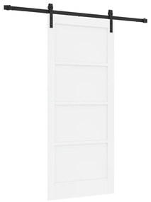 vidaXL Συρόμενη Πόρτα με Σετ Εξαρτημάτων Λευκή 86x198.5 εκ Συμπαγές Ξύλο Πεύκου