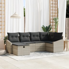 vidaXL Σετ Καναπέ 6 Τεμαχίων με Μαξιλάρια Ανοιχτού Γκρι Πολυ Ρατάν