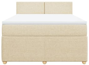 Κρεβάτι Boxspring με Στρώμα Κρεμ 140x200 εκ. Υφασμάτινο - Κρεμ