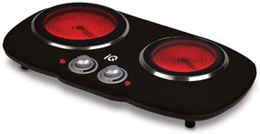 Iq Κεραμική Εστία Διπλή Kc-1243 Black 1200w+900w
