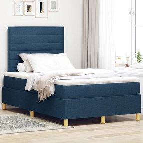 vidaXL Κρεβάτι με Στρώμα Μπλε 120x200 εκ. Ύφασμα