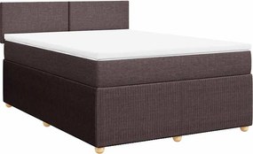 vidaXL Κρεβάτι Boxspring με Στρώμα Σκούρο Καφέ 140x190 εκ. Υφασμάτινο