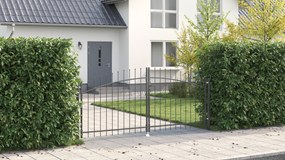 vidaXL Πύλη Κήπου με Ακίδες Διπλής Στροφής Γκρι 125x300 εκ Χάλυβας