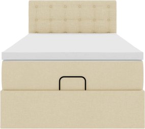 vidaXL Οθωμανικό κρεβάτι με στρώμα Cream 100x200cm ύφασμα