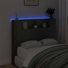 vidaXL Κεφαλάρι με Αποθήκη και LED Μαύρο Επεξεργασμένο Ξύλο