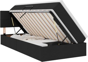 vidaXL LED Κρεβάτι αποθήκευσης με στρώμα Μαύρο 100 x 200 cm Ύφασμα