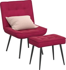 vidaXL Πολυθρόνα Relax Μπορντό Βελούδινη με Σκαμπό