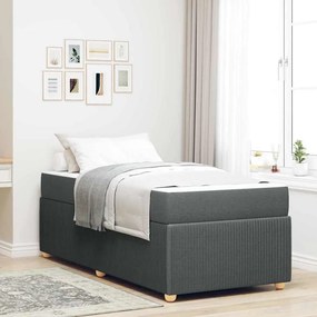 vidaXL Σκελετός Κρεβατιού Σκούρο Γκρι 90 x 200 cm ύφασμα