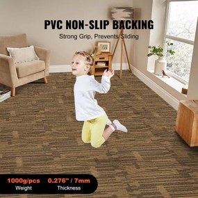 VEVOR Carpet Tiles Reusable, 20&quot;x 20&quot;Carpet Squares With Padding Attached, Soft Padded Carpet Tiles, Easy Install DIY for Bedroom Living Room (12Tiles, Mixed Brown)