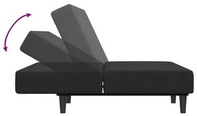 vidaXL Καναπές Κρεβάτι Διθέσιος με Υποπόδιο Μαύρος Βελούδινος