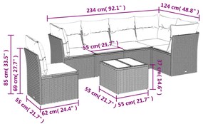 vidaXL Σαλόνι Κήπου Σετ 6 Τεμαχίων Καφέ Συνθετικό Ρατάν με Μαξιλάρια