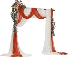 VEVOR Artificial Wedding Arch Flowers Kit Orange With 2 Pcs Flowers 3 Pcs Drapes