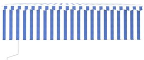 Τέντα Αυτόματη με Σκίαστρο/LED/Αισθ. Ανέμου Μπλε/Λευκό 5 x 3 μ. - Μπλε