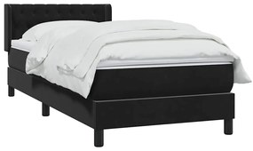 vidaXL Κρεβάτι Boxspring με Στρώμα Μαύρο 90x210 εκ. Βελούδινο