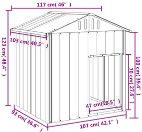 vidaXL Σπιτάκι Σκύλου με Οροφή Αν. Γκρι 117x103x123εκ. Γαλβαν. Χάλυβας