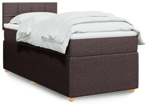 vidaXL Κρεβάτι Boxspring με Στρώμα Σκούρο Καφέ 80x200 εκ. Υφασμάτινο