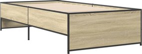 vidaXL Πλαίσιο Κρεβατιού Sonoma Δρυς 100x200 εκ. Επεξ. Ξύλο &amp; Μέταλλο