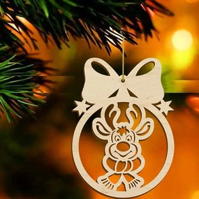 Intra απο ξύλο plywood 3mm-4mm πάχος – Ελάφια σε χριστουγεννιάτικη κρεμαστή μπάλα 10x10 cm INTRAVECTRY-MY545800