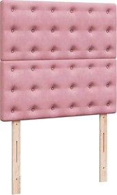 vidaXL Κρεβάτι Boxspring με Στρώμα Ροζ 90x200 εκ. Βελούδινο