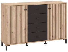 Μπουφές Avignon 138 3K4F2V Artisan oak - Μαύρο 139x40x90εκ. 139x40x90 εκ.