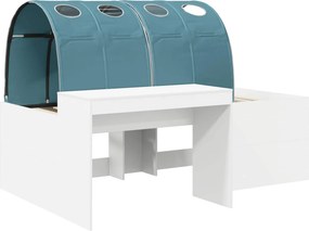 vidaXL Κρεβάτι με Τόνελ 3 τεμ. Λευκό και Γαλάζιο Επεξεργασμένο Ξύλο