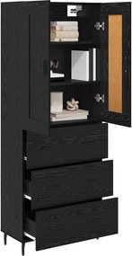 vidaXL Highboard με συρτάρι 2 pcs Μαύρη Οξυά Επεξεργασμένο ξύλο