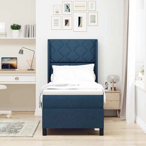 vidaXL Κρεβάτι με ελατήρια με στρώμα Μπλε 80 x 200 cm ύφασμα