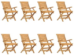 Καρέκλες Κήπου Πτυσσόμενες 8 τεμ. 56x63x90 εκ. Μασίφ Ξύλο Teak - Καφέ