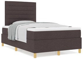 vidaXL Κρεβάτι με Στρώμα Σκούρο Καφέ 120x200 εκατοστά Υφασμάτινο