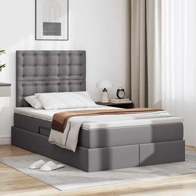 vidaXL Κρεβάτι Αποθήκης με στρώμα Γκρι 120 x 200 cm Τεχνητό Δέρμα