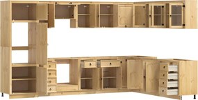 vidaXL Ντουλαπιού με συρτάρι SKI 14 pcs Μέλι Καφέ Στερεά ξυλεία πεύκου