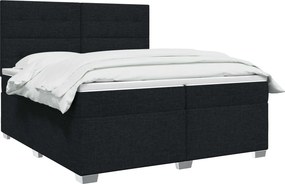 vidaXL Κρεβάτι box spring με στρώμα Μαύρο 200 x 200 cm Ύφασμα