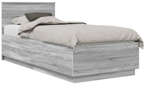 vidaXL Σκελετός Κρεβατιού Γκρίζο Σονομα 70 x 190 cm Επεξεργασμένο ξύλο